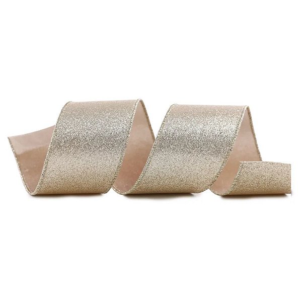 Fita Decorativa Aramada - Ouro com Glitter - 6,3x914cm   - 1 unidade - Cromus - Rizzo