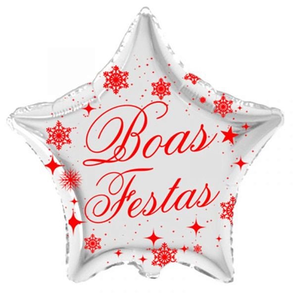 Balão de Festa Metalizado Estrela  20'' 50cm - Boas Festas Prata - 1 unidade - Rizzo