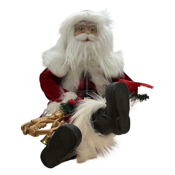 Papai Noel Decorativo Sentado Cruzado - Vermelho - 1 unidade - Rizzo