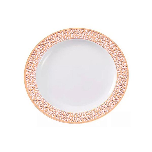 Prato Descartável Raso Redondo Premium Rose Gold - 19cm - 6 unidades - Rizzo