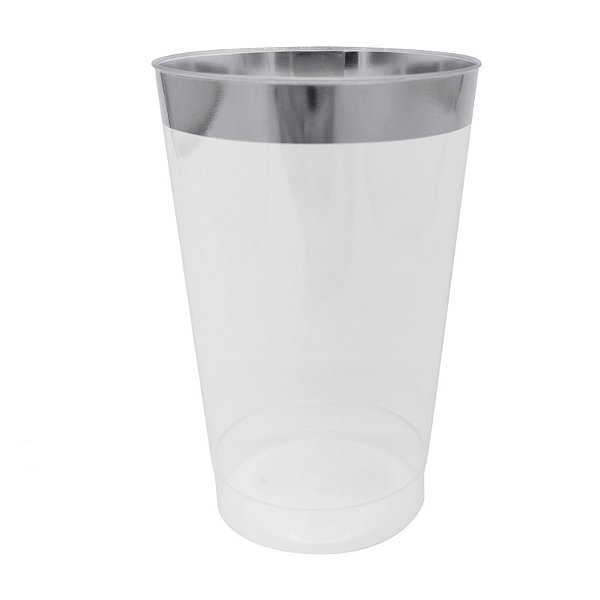 Copo Descartável Premium Prata - 340ml - 4 unidades - Rizzo