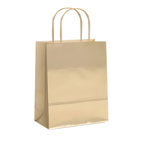 Sacola de Papel P 21,5x15x8cm - Ouro Fosco Metalizado - 10 unidades - Cromus - Rizzo