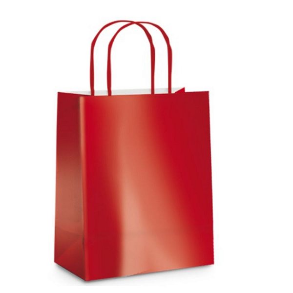 Sacola de Papel P 21,5x15x8cm - Vermelho Metalizada - 10 unidades - Cromus - Rizzo
