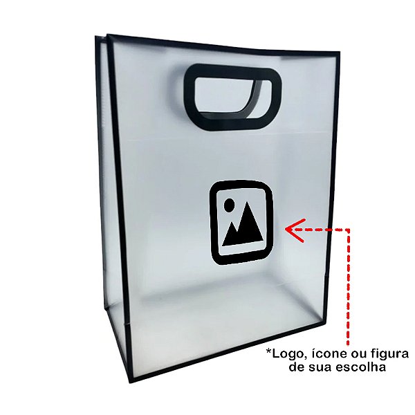 Sacola PVC com Alça Preta Personalizada com Logo - 40x30x12cm - 1 unidade - Rizzo Personalize