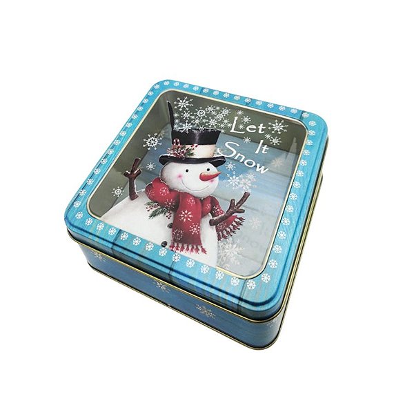 Lata De Metal De Natal Com Visor - Boneco De Neve - 15cm - 1 unidade - Art Lille - Rizzo