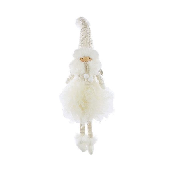 Enfeite Para Pendurar Anjo Com Gorro - Marfim - 52cm - 1 unidade - Cromus - Rizzo