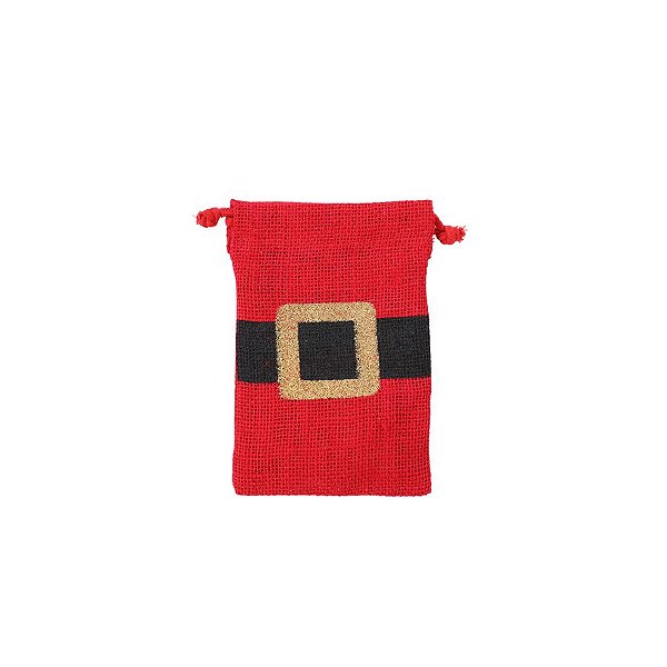 Saco De Juta Decorado - Cinto Noel - 15x10cm - 1 unidade - Cromus - Rizzo