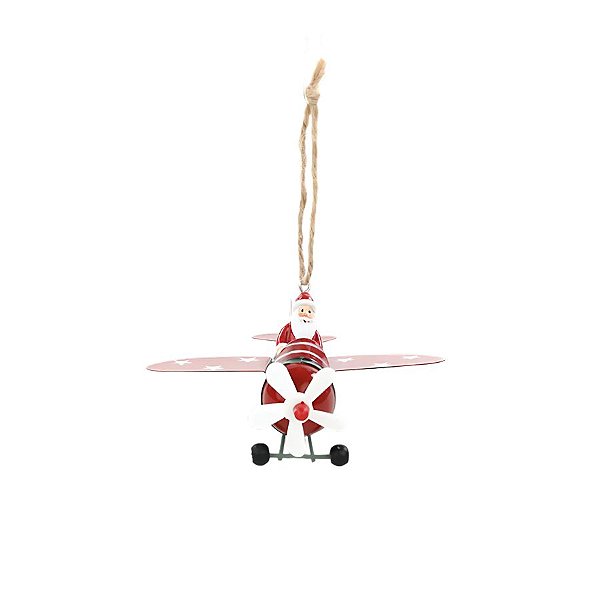 Enfeite Para Pendurar De Natal - Avião Noel - 13cm - 1 unidade - Cromus - Rizzo
