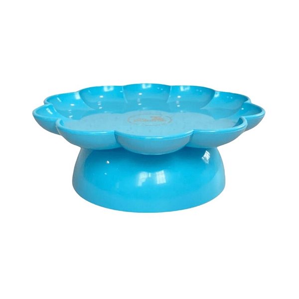 Bandeja  Flower Com Pé - 180mm - Azul Céu - 1 unidade - Só Boleiras - Rizzo