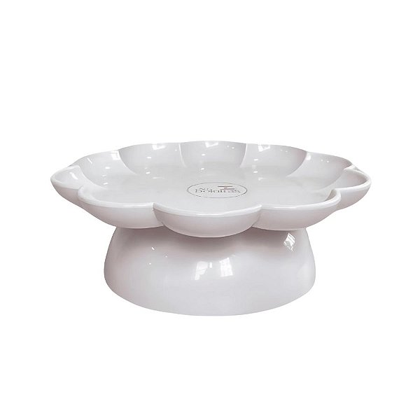 Bandeja Flower Com Pé - 180mm - Off White - 1 unidade - Só Boleiras - Rizzo