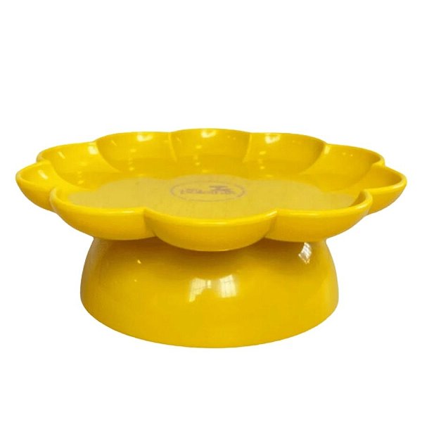 Bandeja Flower Com Pé - 205mm - Amarelo - 1 unidade - Só Boleiras - Rizzo