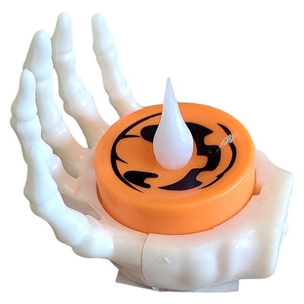 Vela Led - Mão Caveira Laranja - 5x4cm - 1 unidade - Rizzo - Rizzo