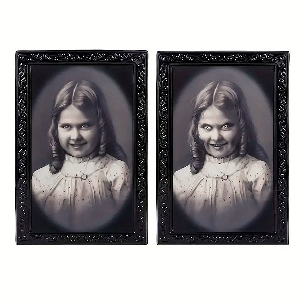 Enfeite de Halloween - Quadro 3D Menina - 22x27cm - 1 unidade - Rizzo - Rizzo