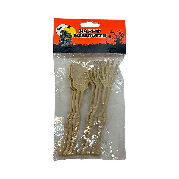Talheres Plásticos de Halloween - Esqueleto - 15cm - 3 unidades - Rizzo