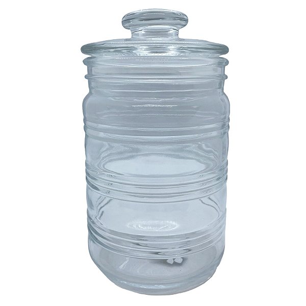 Pote de Vidro Detalhado com Tampa Hermética - 17,5cm - 700ml - 1 unidade - Rizzo