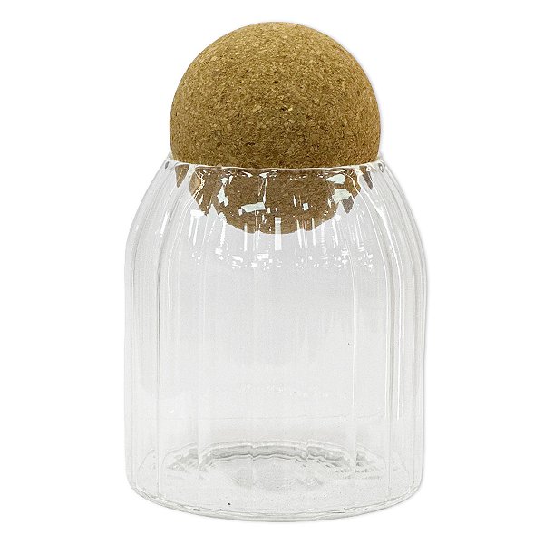 Pote de Vidro Canelado com Tampa Esfera - 9x10cm - 400ml - 1 unidade - Rizzo