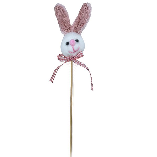 Pick Decorativo Coelho com Laço Rosa de Páscoa - 29cm  - 1 unidade - Rizzo