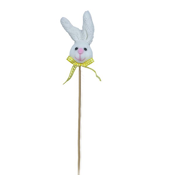 Pick Decorativo Coelho com Laço Amarelo de Páscoa - 29cm  - 1 unidade - Rizzo