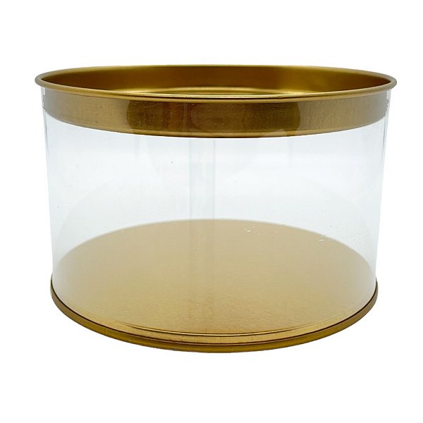 Lata Baixa Redonda com Tampa Dourada - 12x7,5cm - 1 unidade - Rizzo