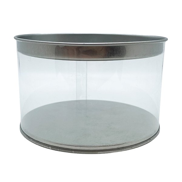 Lata Baixa Redonda com Tampa Prata - 12x7,5cm - 1 unidade - Rizzo