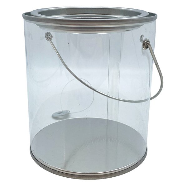 Lata com Alça e Tampa Prata - 10x9cm - 6 unidades - Rizzo