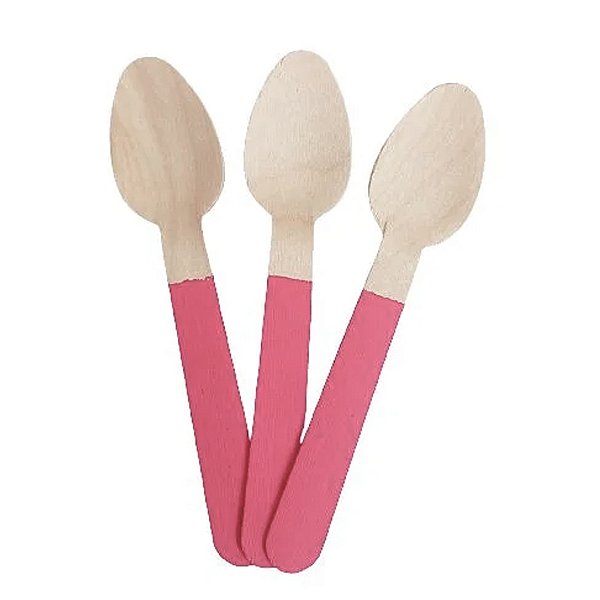 Colher de Madeira - Rosa - 10 unidades - ArtLille