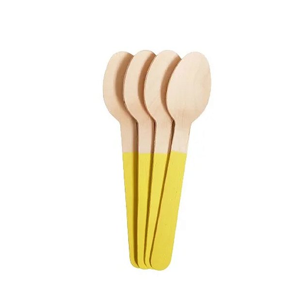 Colher de Madeira - Amarelo - 10 unidades - ArtLille