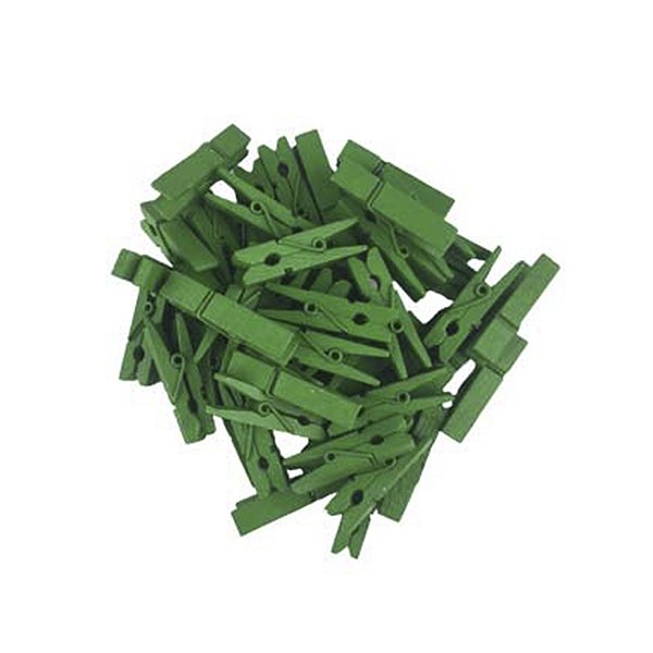 Mini Prendedor de Madeira Verde 3,5cm - 50 unidades - Rizzo