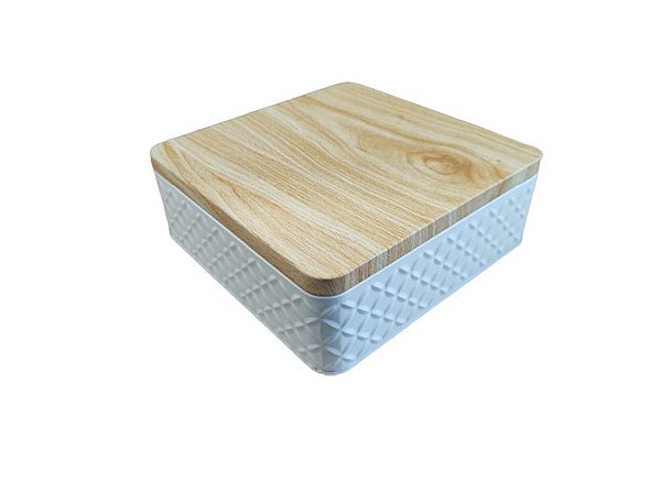 Lata Texturizada Quadrada Branca - 17x6 cm - 01 unidade - Rizzo Embalagens e Festas