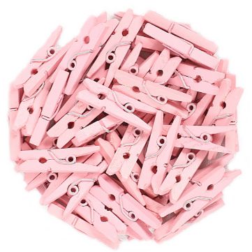 Mini Prendedor de Madeira Rosa 2,5cm - 50 Unidades - Rizzo