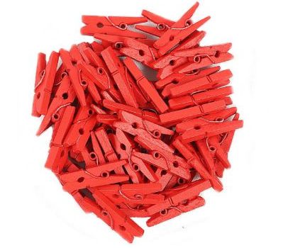 Mini Prendedor de Madeira Vermelho 2,5cm - 50 Unidades - Rizzo