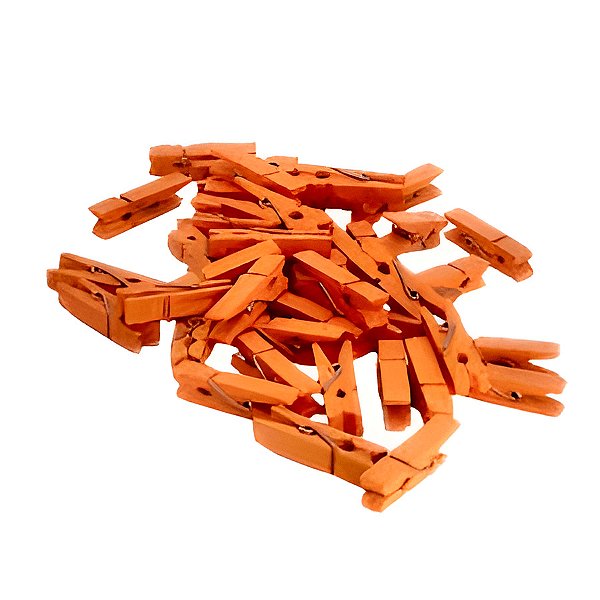 Mini Prendedor de Madeira Laranja 2,5cm - 50 Unidades - Rizzo