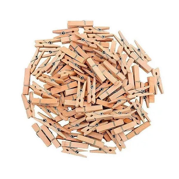 Mini Prendedor de Madeira Natural 2,5cm - 50 Unidades - Rizzo