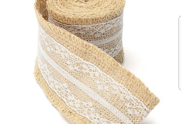 Fita Decorativa Juta com Renda 5cmx2m - ArtLille Rizzo Confeitaria