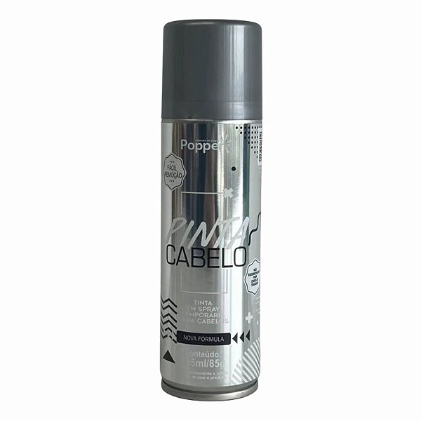 Tinta Temporária Spray para Cabelo - Prata - 150ml/85g - 1 unidade - Popper - Rizzo