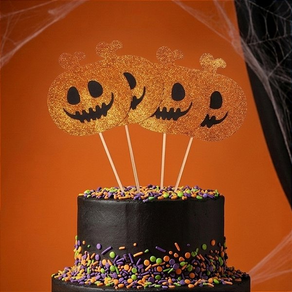 Palito Decorativo Halloween - Abobora - 29cm - 5 unidades - Rizzo