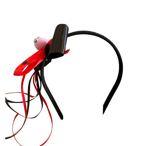 Tiara Halloween com Pompom Sortido - Vermelho e Preto - 1 unidade - Rizzo