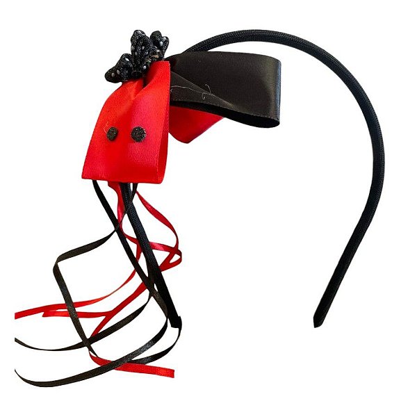 Tiara Halloween com Flor - Vermelho e Preto - 1 unidade - Rizzo