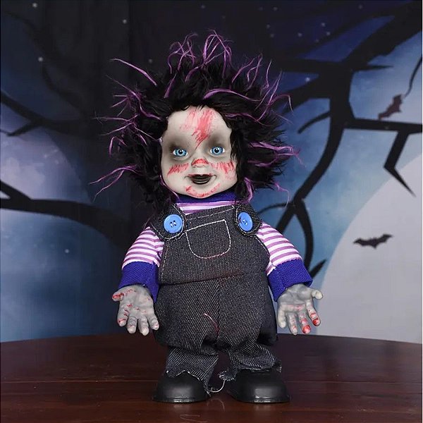 Enfeite Decorativo Halloween Com Som, Luz e Movimento - Boneca Zumbi - 29cm - 1 unidade - Rizzo