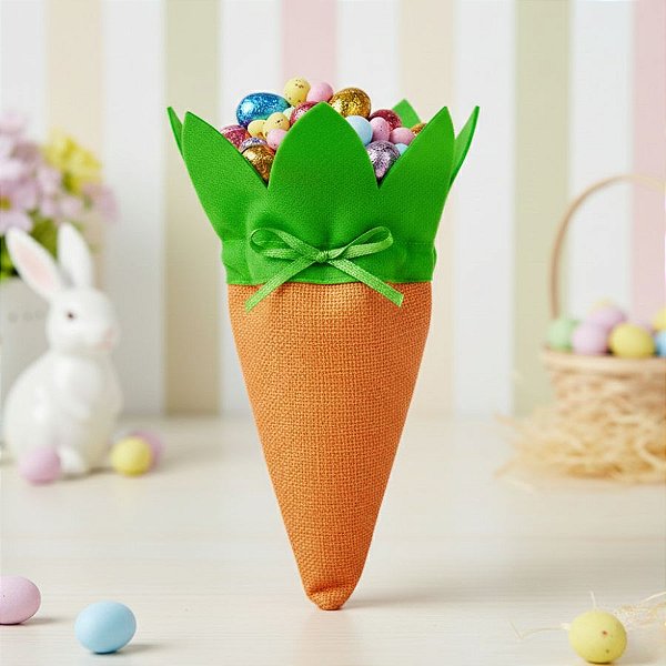 Bolsinha Cone de Cenoura de Páscoa - 25cm - 1 unidade - Cromus - Rizzo