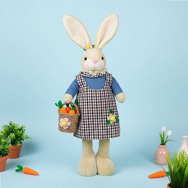 Coelha Xadrez com Cesta de Cenouras  - 1 unidade - Rizzo