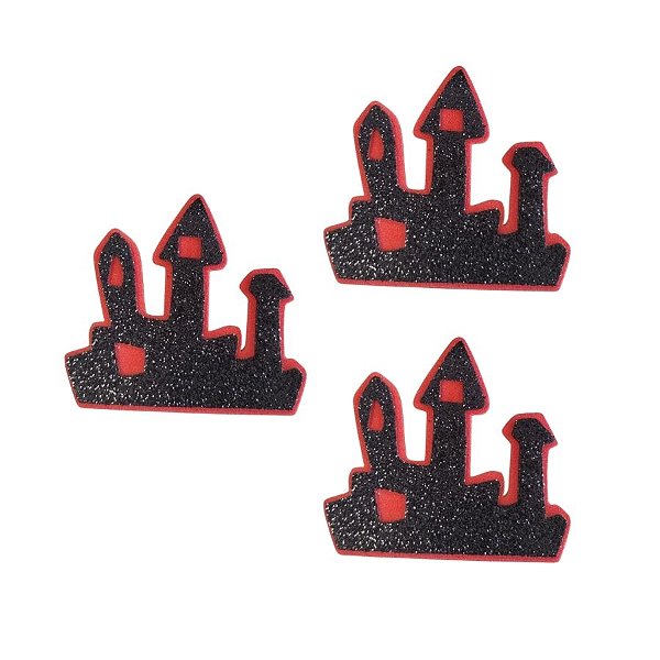 Enfeite Decorativo Halloween - Mini Castelo Vermelho Com Glitter- 7cm - 3 unidades - Rizzo