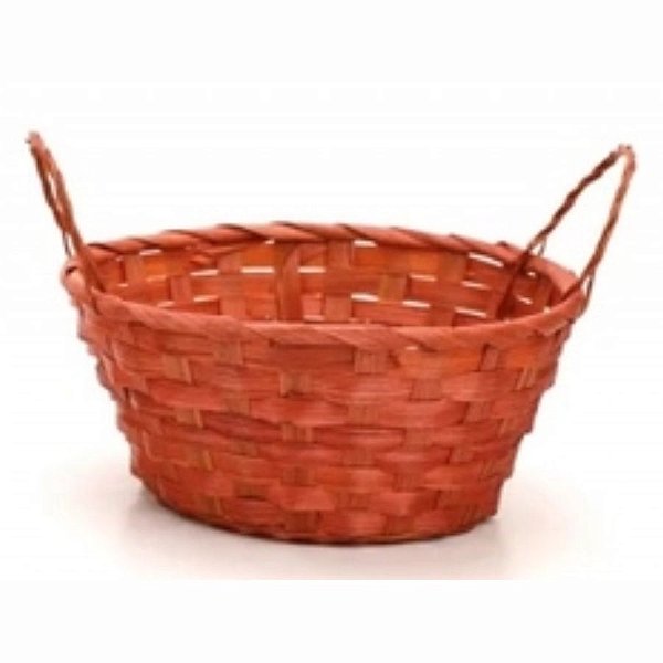 Cesta de Bambu Oval - Vermelho - 23cm - 1 unidade - Cromus - Rizzo