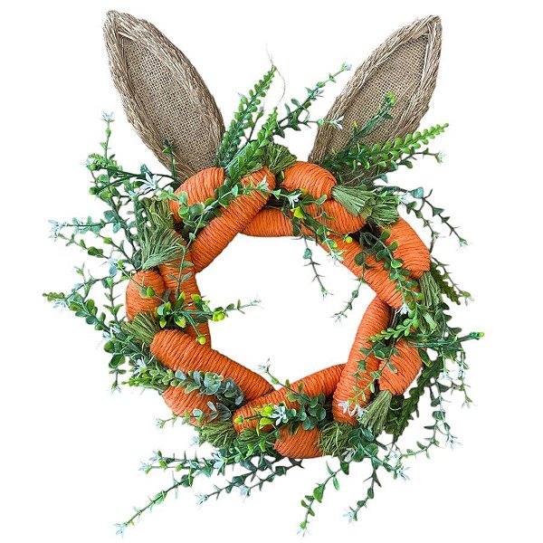Guirlanda de Páscoa com Cenoura - 38cm - 1 unidade - Cromus - Rizzo