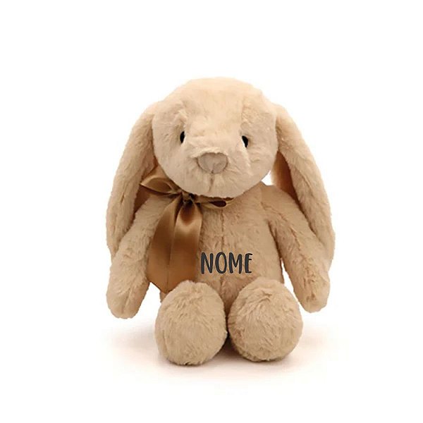 Coelho de Pelúcia Marrom com Laço Personalizado - 31cm - 1 unidade - Rizzo