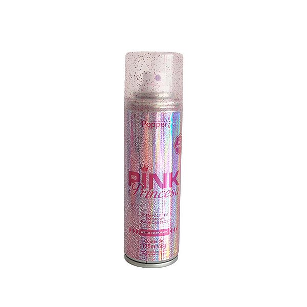 Spray de Tinta Glitter para Cabelo - Pink Princesa  - 1 unidade - Popper - Rizzo