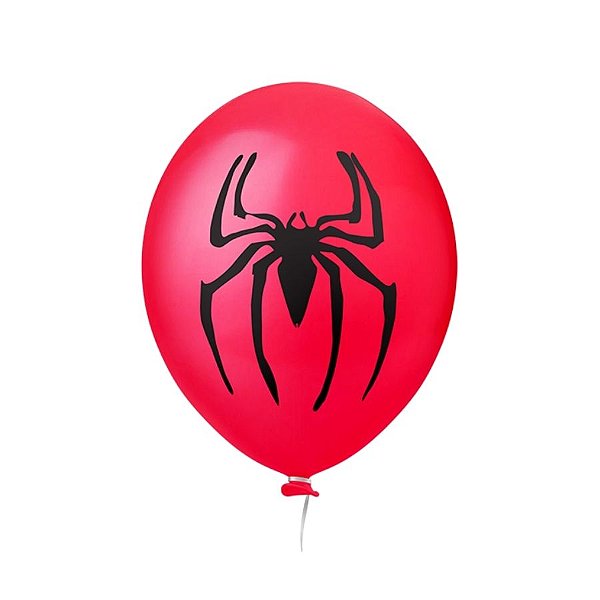 Balão de Festa Decorado 11" 27cm - Aranha Vermelho - 25 unidades - Happy Day - Rizzo
