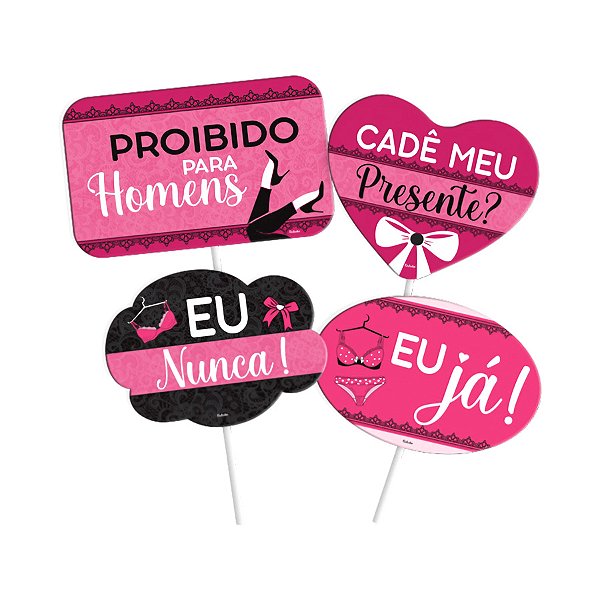 Plaquinhas Divertidas - Chá Lingerie  - 4 unidades - Festcolor - Rizzo