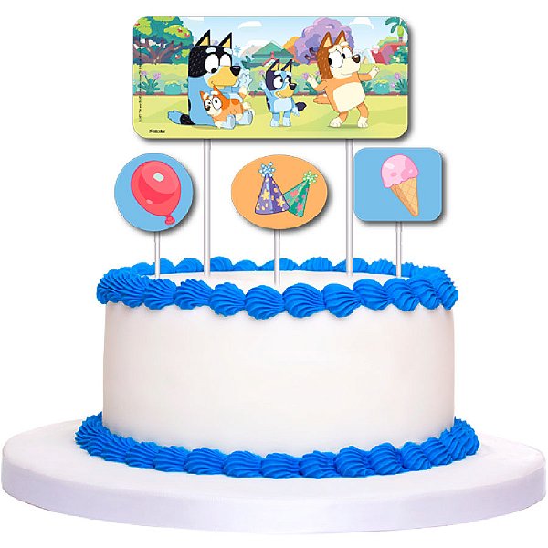 Topo para Bolo - Cenário Bluey - 4 unidades - Festcolor - Rizzo