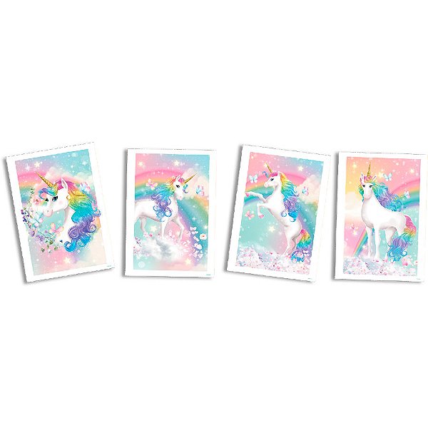 Quadros Decorativos - Unicórnio - 4 unidades - Festcolor - Rizzo